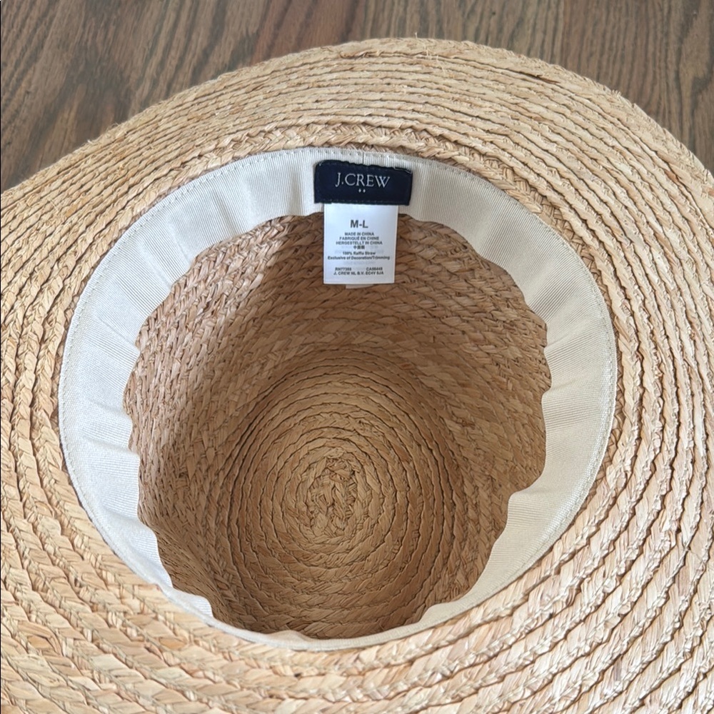 Straw Hat with Blue Ribbon - Picture 2 of 2